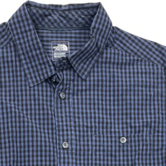 The North Face Blue Plaid Cotton Long Sleeve Button Down Shirt Men's Medium - Picture 1 of 8